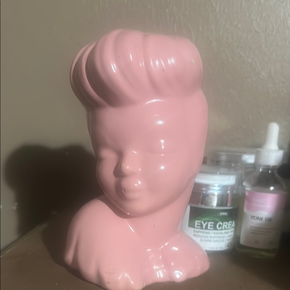 Pink Ceramic Bust Planter